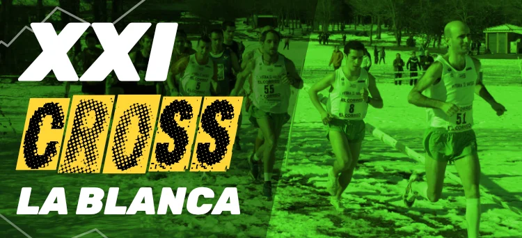 Banner. Collage de fotos de diferentes grupos de runners. Inscripciones Cross La Blanca