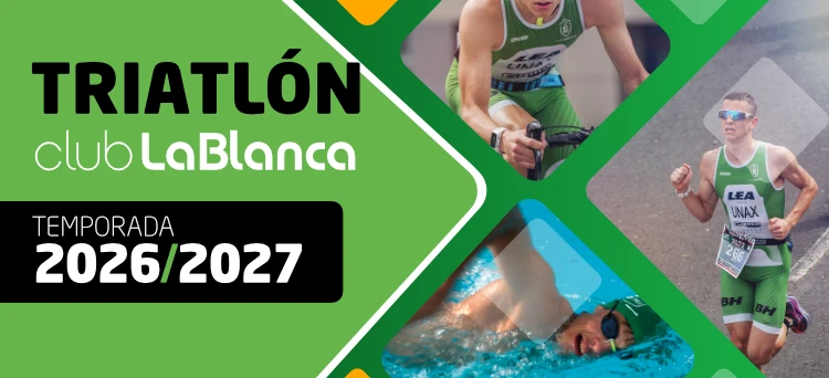 Banner. Collage de varias fotos de triatletas. Inscripciones triatlón escuela y federados temporada 2026-2027