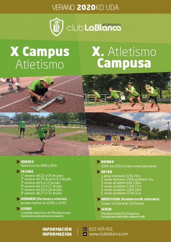 SE ABREN LAS INSCRIPCIONES PARA EL X CAMPUS DE VERANO CLUB ATLETISMO LA BLANCA SE ABREN LAS INSCRIPCIONES PARA EL X CAMPUS DE VERANO CLUB ATLETISMO LA BLANCA